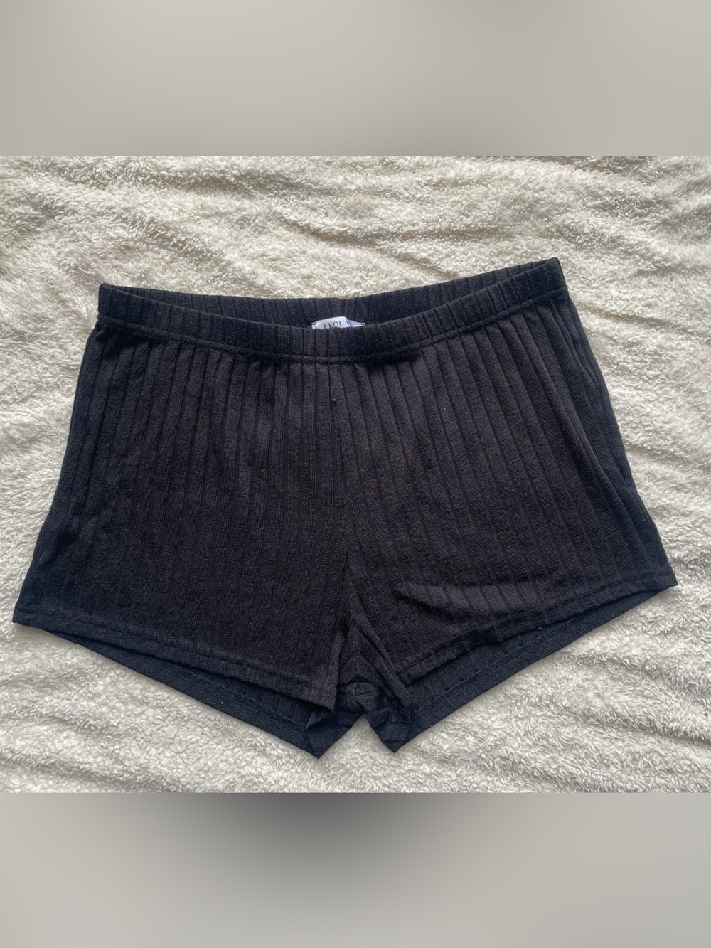 Grunge Y2K Black High-Waist Ribbed Women's Shorts